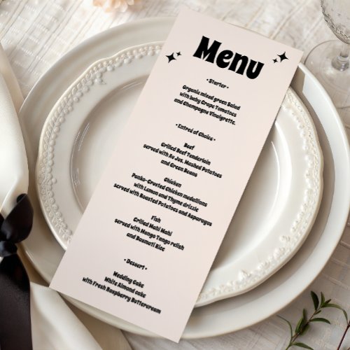 Modern Retro Minimalist Wedding Menu