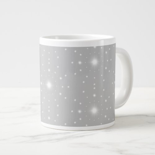 Modern Retro Mixed Stars Silver Gray Pattern Giant Coffee Mug