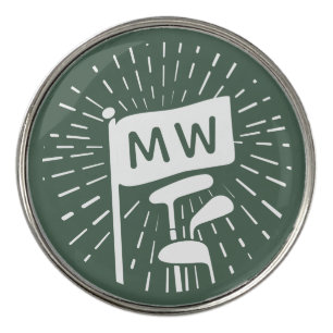 Modern Retro Monogram Initials Golf Clubs Ball Marker