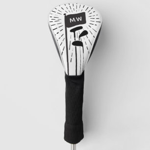 Modern Retro Monogram Initials Golf Clubs Golf Head Cover