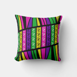 Modern Retro Multi colored Throw Pillow