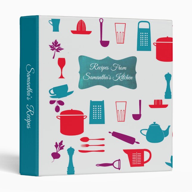 Modern Retro Multicolor Recipe Binder (Front/Spine)