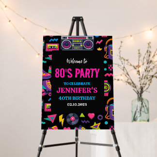 Modern Retro Neon 80’s Birthday Party for Adults Foam Board