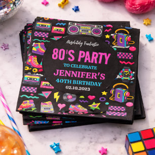Modern Retro Neon 80’s Birthday Party for Adults Napkins