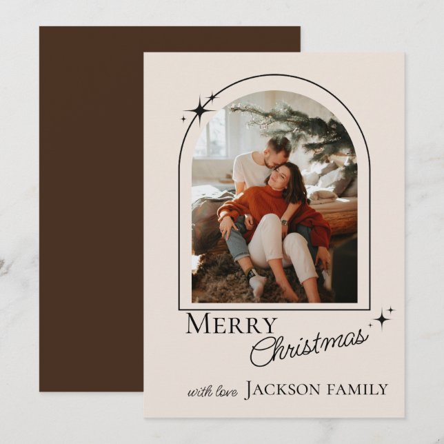 Modern Retro New Year 2026 Family Photo Card (Front/Back)