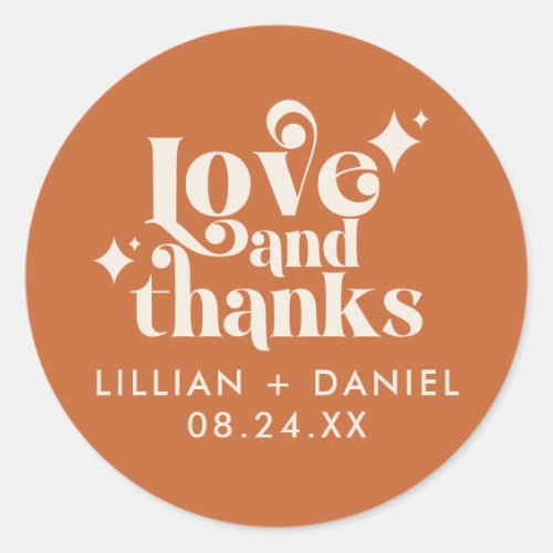 Modern Retro Orange and Cream Wedding Thank You