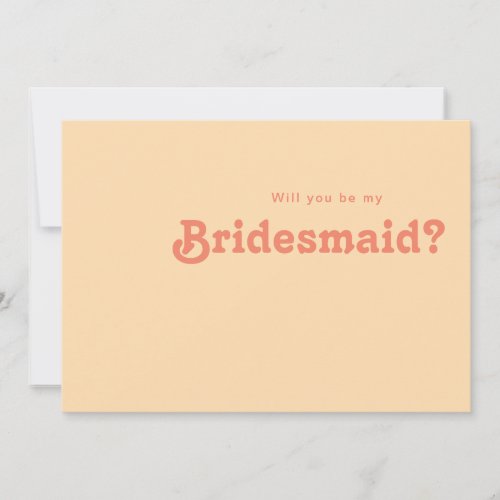 Modern Retro  Orange Bridesmaid Proposal Card