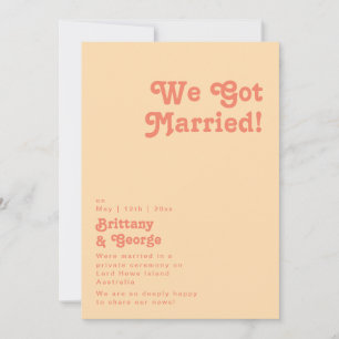 Modern Retro   Orange Cream Elopement Announcement
