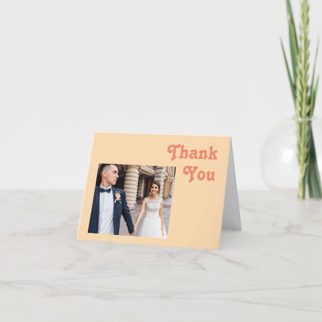 Modern Retro | Orange Cream Folded Photo Thank You Card (Front)