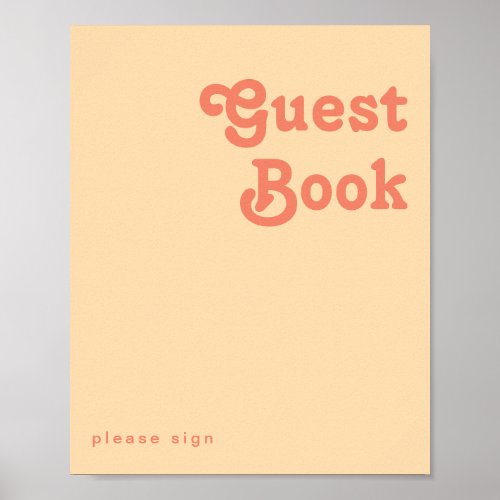 Modern Retro  Orange Cream Guest Book Sign