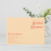 Modern Retro Orange Cream horizontal Bridal Shower Invitation (Standing Front)
