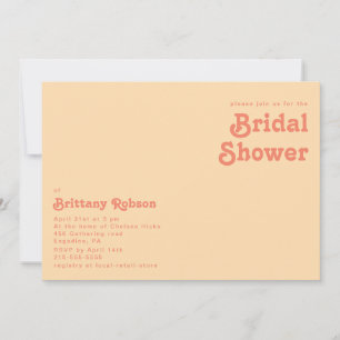 Modern Retro Orange Cream horizontal Bridal Shower Invitation