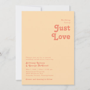 Modern Retro Orange Cream Nothing Fancy Wedding Invitation