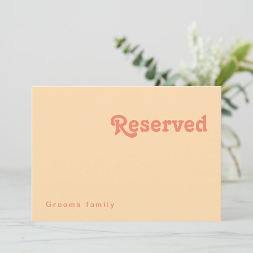 Modern Retro  Orange Cream Reserved Sign