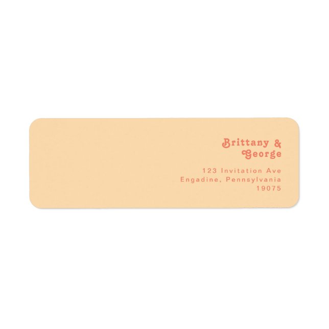 Modern Retro | Orange Cream Return Address Label (Front)