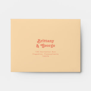 Modern Retro Orange Cream Self Addressed RSVP Envelope