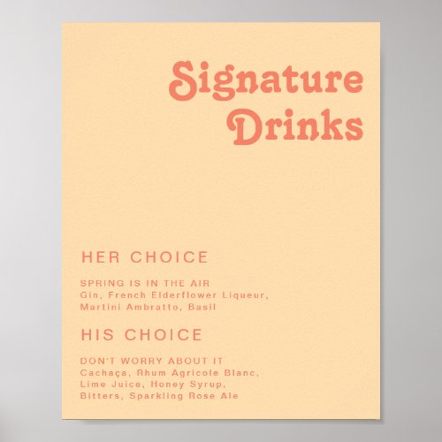 Modern Retro  Orange Cream Signature Drinks Sign