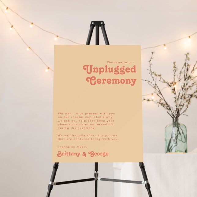 Modern Retro | Orange Cream Unplugged Ceremony Foam Board (In Situ (Stand))