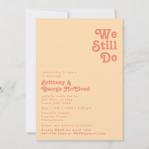 Modern Retro Orange Cream We Still Do Vow Renewal Invitation