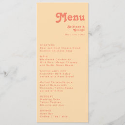 Modern Retro| Orange Cream Wedding Dinner Menu