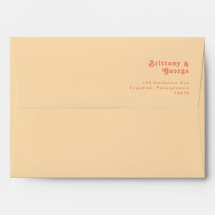 Modern Retro   Orange Cream Wedding Invitation Envelope
