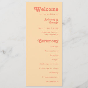 Modern Retro Orange Cream Wedding Program