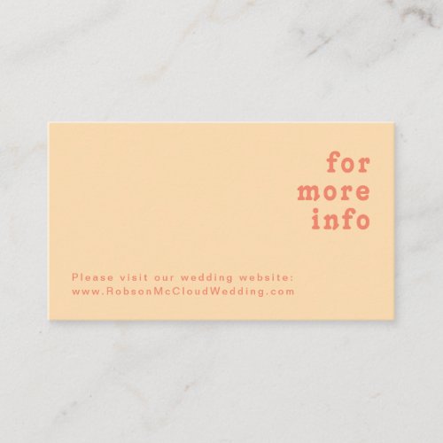 Modern Retro  Orange Cream Wedding Website Enclosure Card