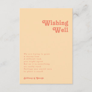 Modern Retro Orange Cream Wedding Wishing Well Enclosure Card