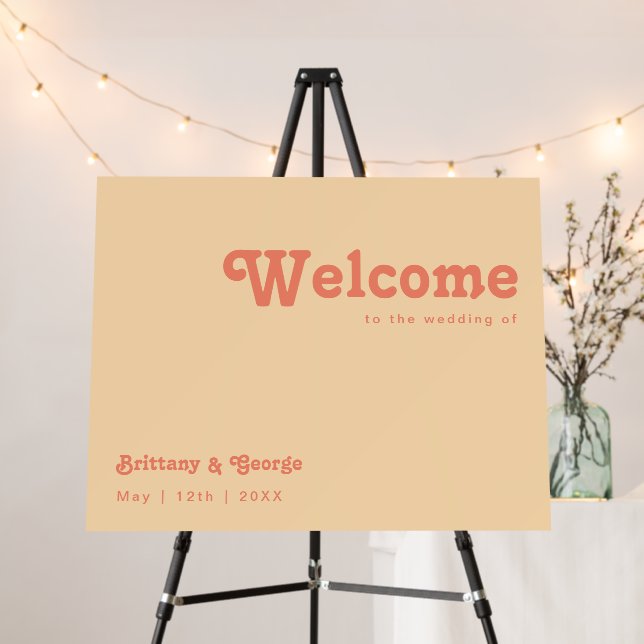 Modern Retro | Orange Cream Welcome Foam Board (In Situ (Stand))