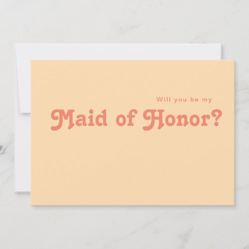 Modern Retro  Orange Maid of Honor Proposal Card