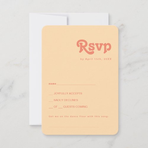 Modern Retro  Orange Song Request Rounded Edges RSVP Card
