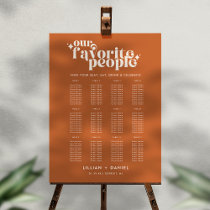 Modern Retro Orange Wedding Seating Chart Foam Board