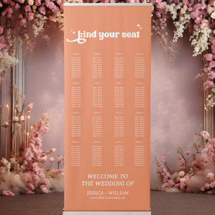 Modern Retro Orange Wedding Seating Chart Retractable Banner
