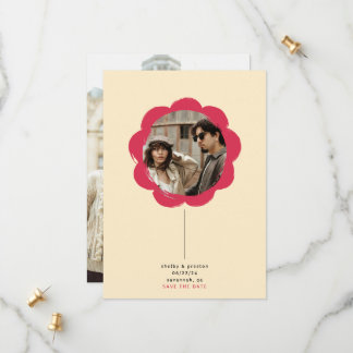 Modern Retro Painted Flower Frame Photo Wedding Save The Date