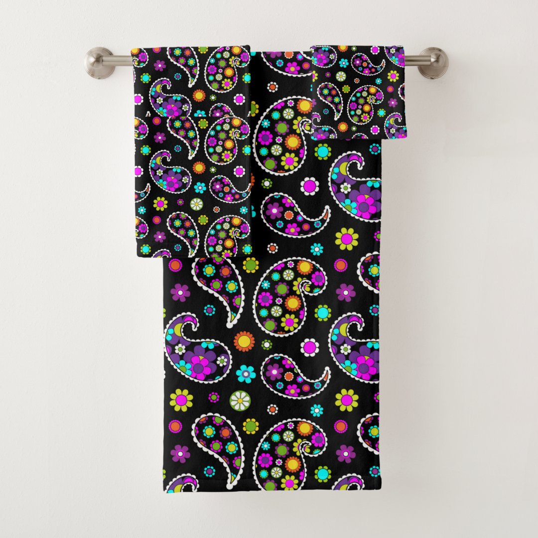 Modern Retro Paisley Bath Towel Set Zazzle