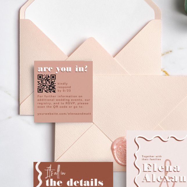 Modern Retro Pale Terracotta RSVP QR Code Card (Creator Uploaded)