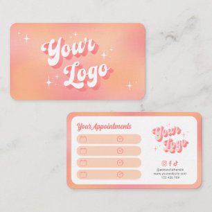 Modern Retro Peach Makeup Artist Beauty Salon Logo Appointment Card