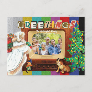 Modern Retro Photo Christmas Holiday Postcard