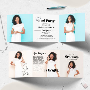 Modern Retro Photo Graduation Tri-Fold Invitation