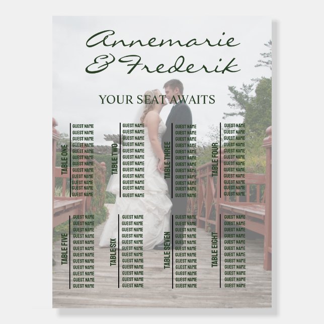Modern Retro Photo Wedding Seating  Foam Board (Front)