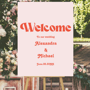 Modern Retro Pink And Orange Typography Wedding Foam Board