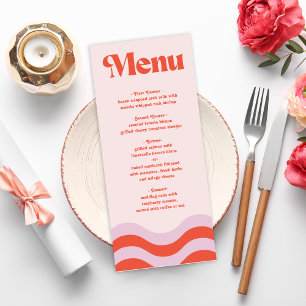Modern Retro Pink And Orange Typography Wedding Me Menu