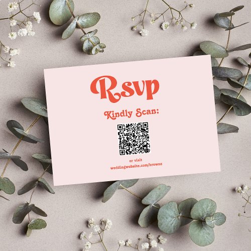 Modern Retro Pink And Orange Typography Wedding RSVP Card