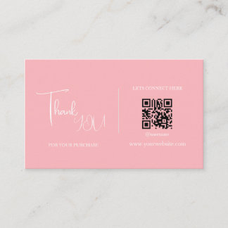 Modern Retro Pink and White QR Code Thank You Card
