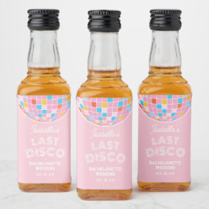 Modern Retro Pink Disco Ball Bachelorette Party Liquor Bottle Label