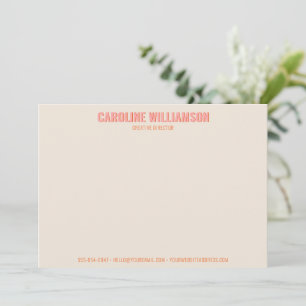 Modern Retro Pink Orange Business Stationery Note Card