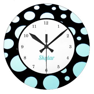 Modern Retro Polka-dots Blue White and Black