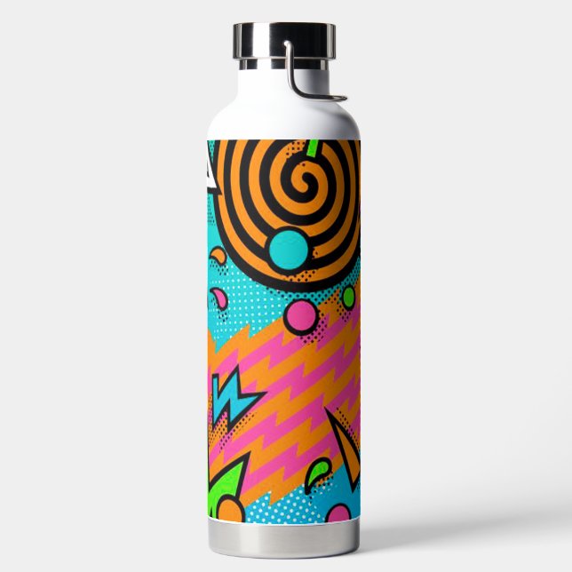 Modern Retro Pop Art  Water Bottle (Left)