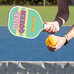 Modern Retro Preppy Dink Queen Personalized Pickleball Paddle