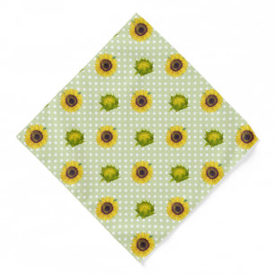 Modern retro pretty sunflowers Green Yellow Bandana
